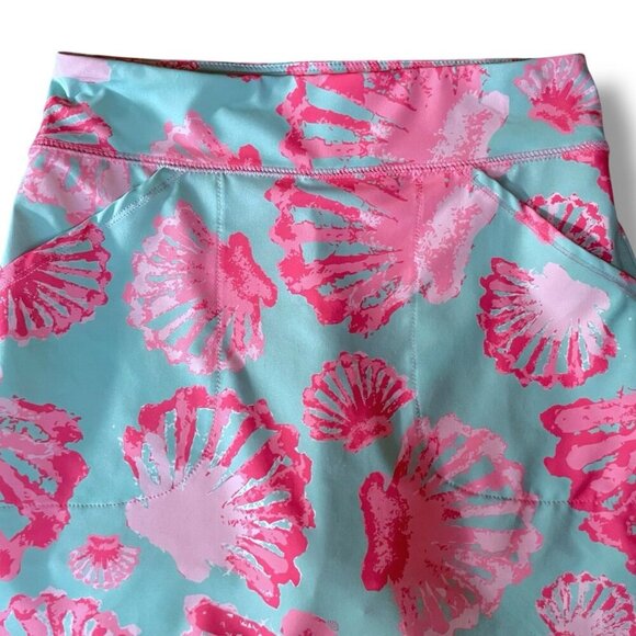 Ana Clare Active Womens Skort XS Pink Blue Seashell Print Preppy Golf Athleisure - Picture 2 of 5